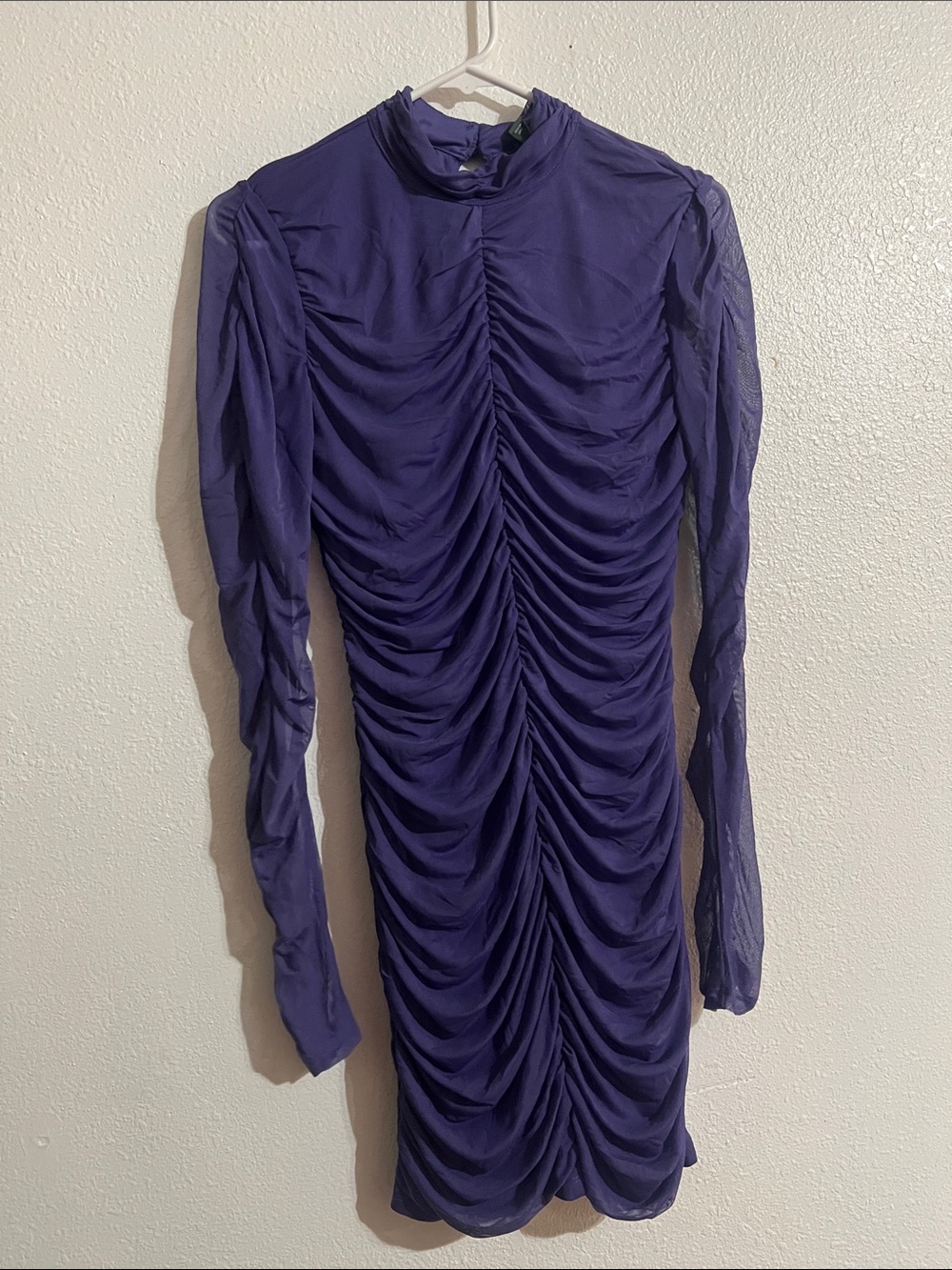 wild fable Purple Ruched Long-Sleeve Mini Dress